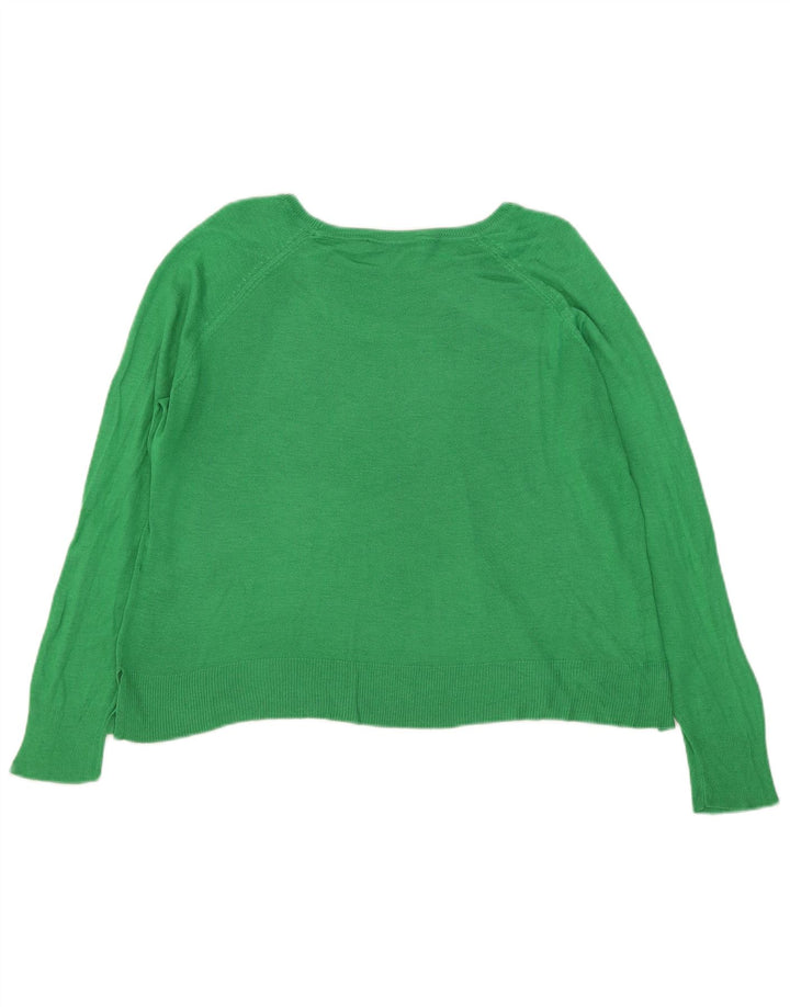 Übergroßer Damen-Pullover mit U-Boot-Ausschnitt von Zara, Gr. 14, mittelgrüne Viskose