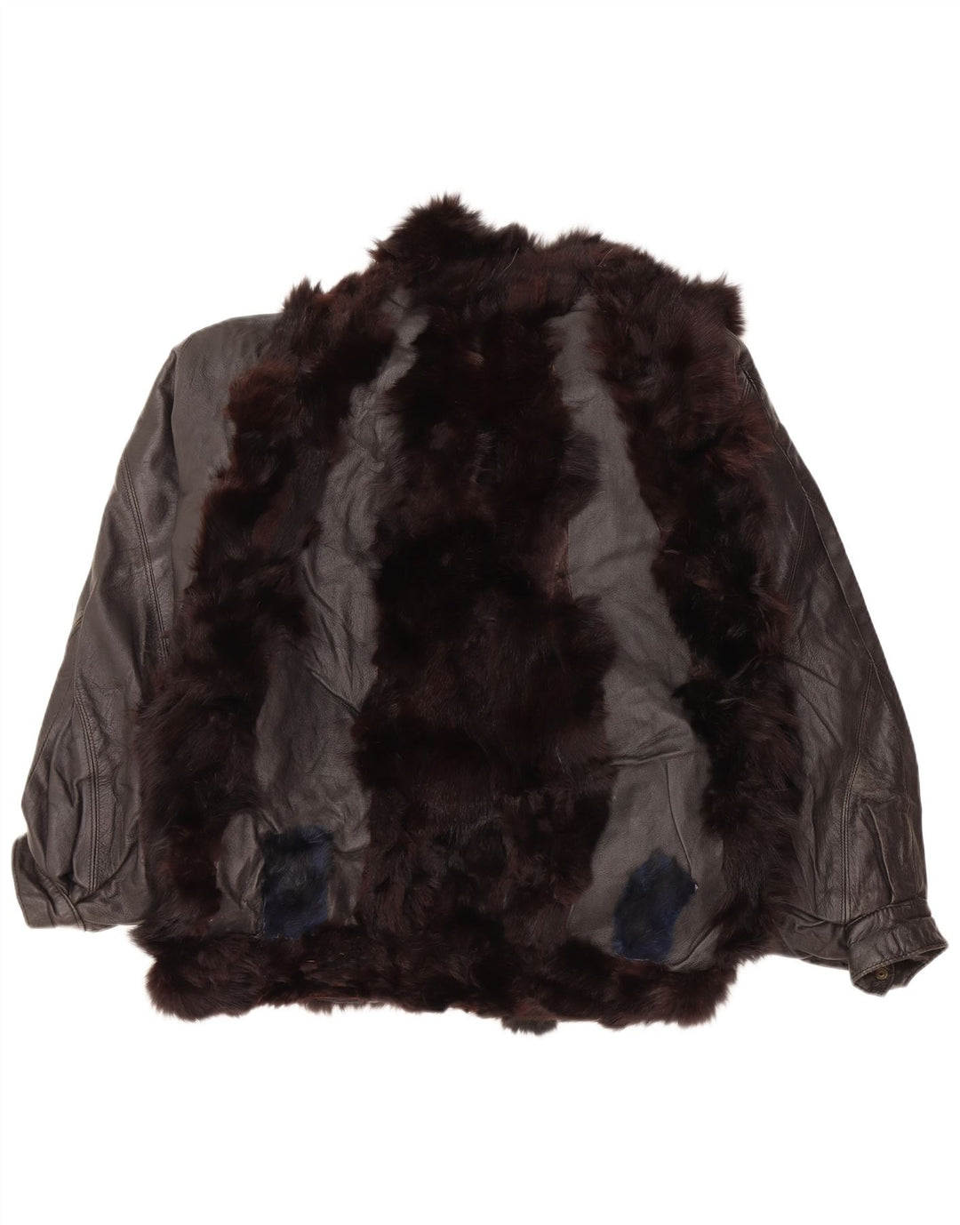 Vintage Damen Pelzlederjacke UK 14 Medium Schwarz