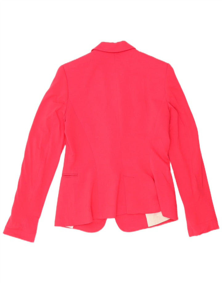 Zara Damen 1-Knopf-Blazerjacke UK 12 Mittelrosa Viskose