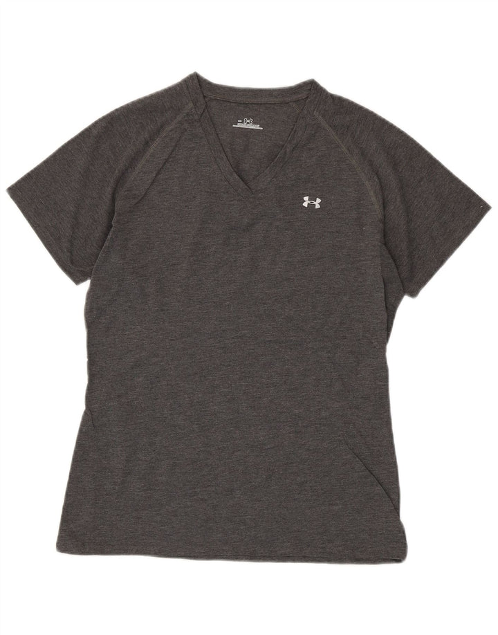 UNDER ARMOUR Damen T-Shirt Top UK 12 Mittelgraues Polyester