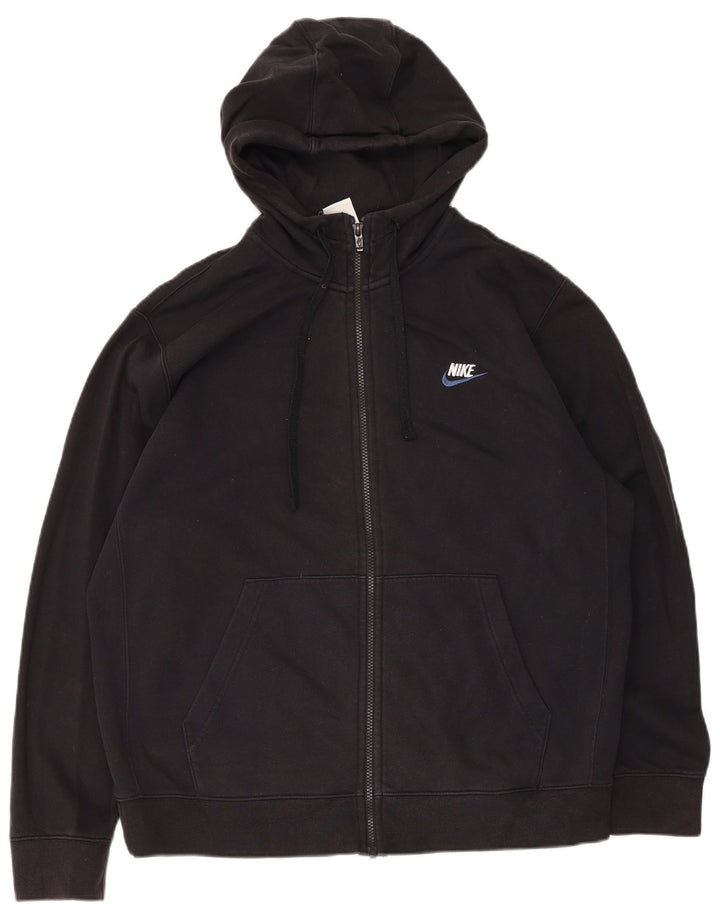Nike Herren-Kapuzenpullover mit Reißverschluss, groß, aus schwarzer Baumwolle