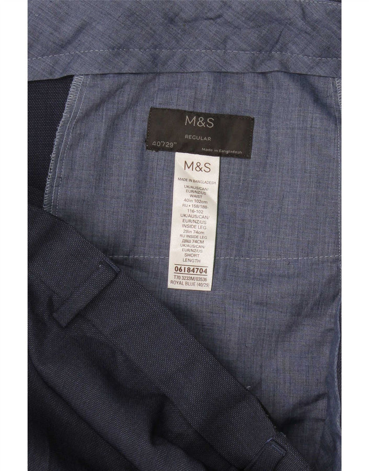 Gerade Herren-Anzughose von Marks & Spencer, W40, L29, marineblaues Polyester