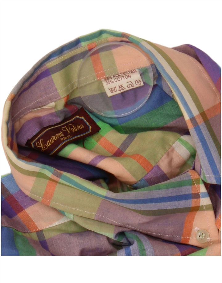 Kariertes Vintage-Hemd für Herren, mittelgroß, mehrfarbig, kariert, Polyester