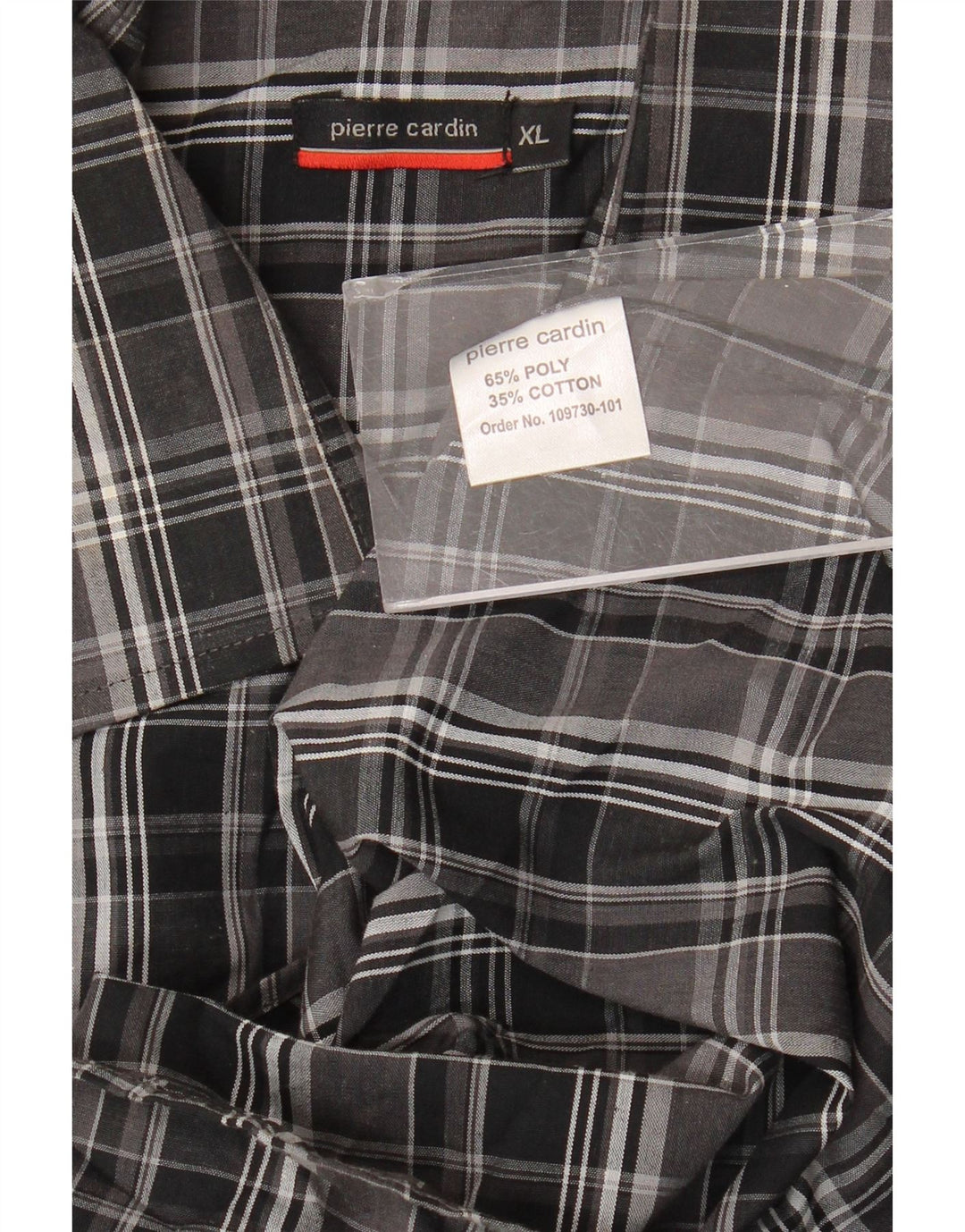 Pierre Cardin Herren-Kurzarmhemd XL, schwarz kariert, Polyester