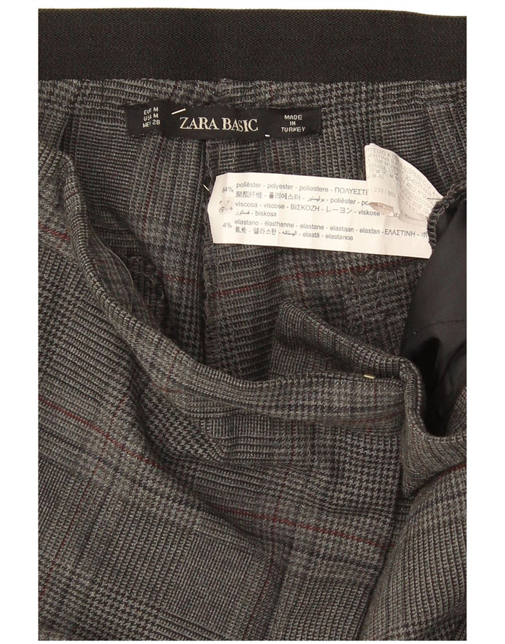 Zara Slim Chino-Hose für Damen, mittelgroß, W32, L26, grau kariertes Polyester