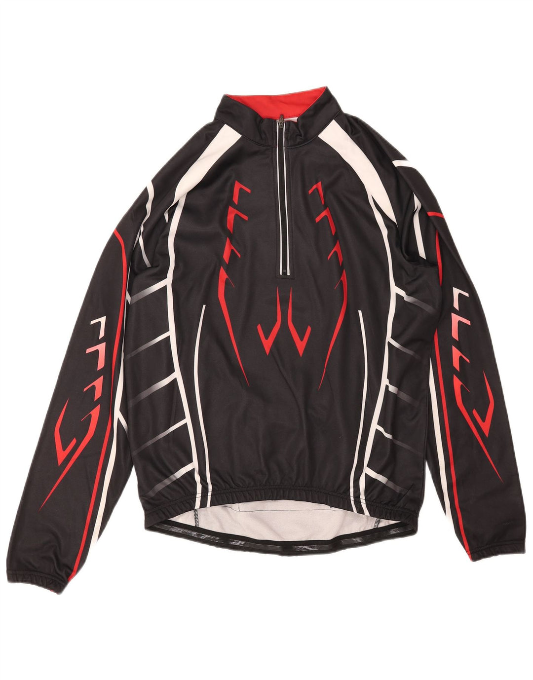CRANE Herren-Pullover-Trainingsanzug-Oberteil mit Reißverschluss, Größe 52, groß, schwarz, geometrisch