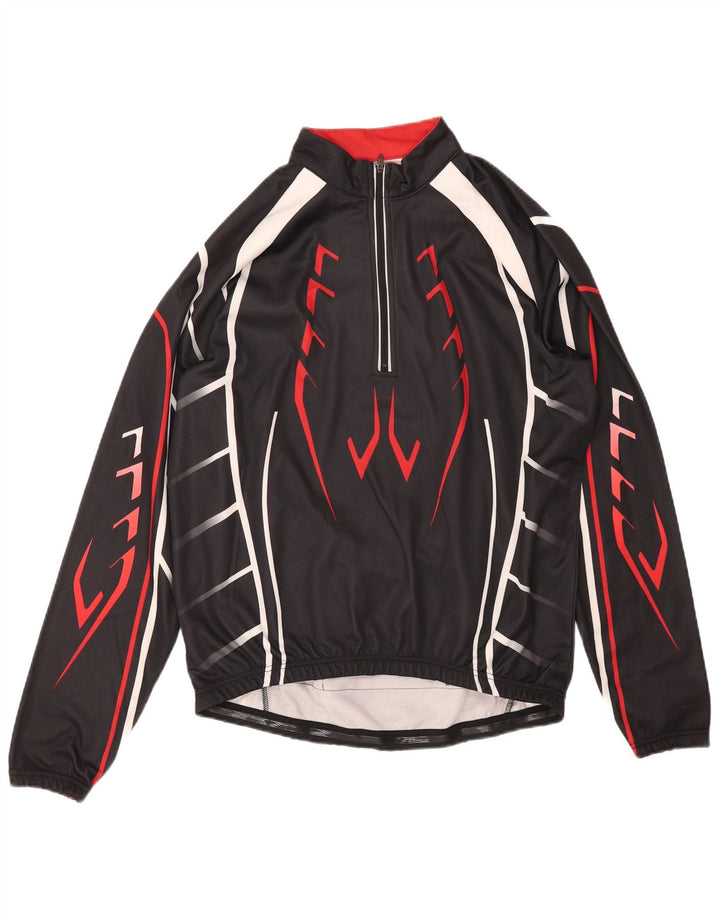 CRANE Herren-Pullover-Trainingsanzug-Oberteil mit Reißverschluss, Größe 52, groß, schwarz, geometrisch