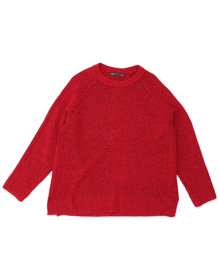 Marks & Spencer Damen-Pullover mit U-Boot-Ausschnitt, Gr. 14, mittelrot meliert