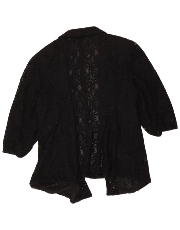 Marks & Spencer Damen-Cardigan mit 3/4-Ärmeln, Spitzen-Cardigan, Gr. 20 2XL, Schwarz mit Blumenmuster