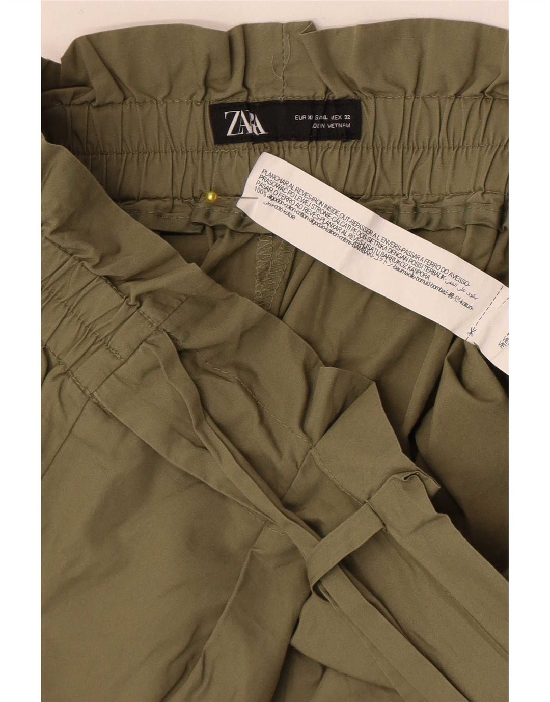 Zara Damen Freizeitshorts XL W32 Khaki Baumwolle