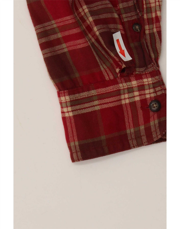 Timberland Damen Flanellhemd UK 14 Mittelrot karierte Baumwolle