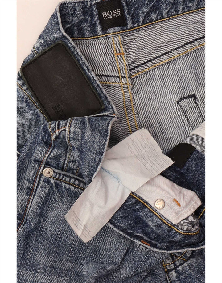 Hugo Boss Herren Straight Jeans W34 L29 Blaue Baumwolle