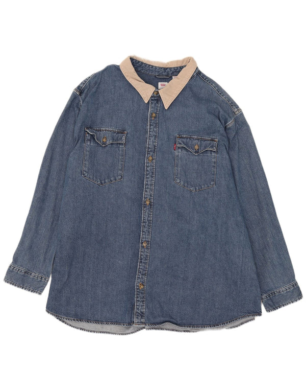 Levi's Herren-Jeanshemd mit entspannter Passform, 4XL, blaue Farbblock-Baumwolle