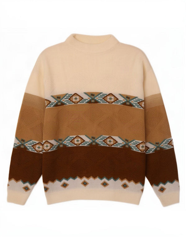 Vintage Herren Rollkragenpullover Pullover XL Mehrfarbig Geometrisch