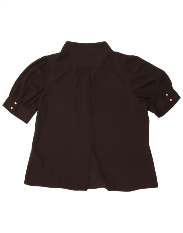 Dkny Damen Kurzarm-Hemdbluse UK 18 XL Schwarz Polyester