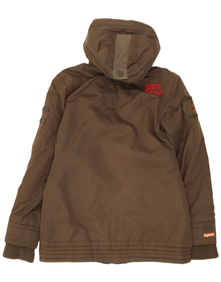 Superdry Damen-Windbreakerjacke mit Kapuze, UK 16, Größe L, Khaki, Polyester