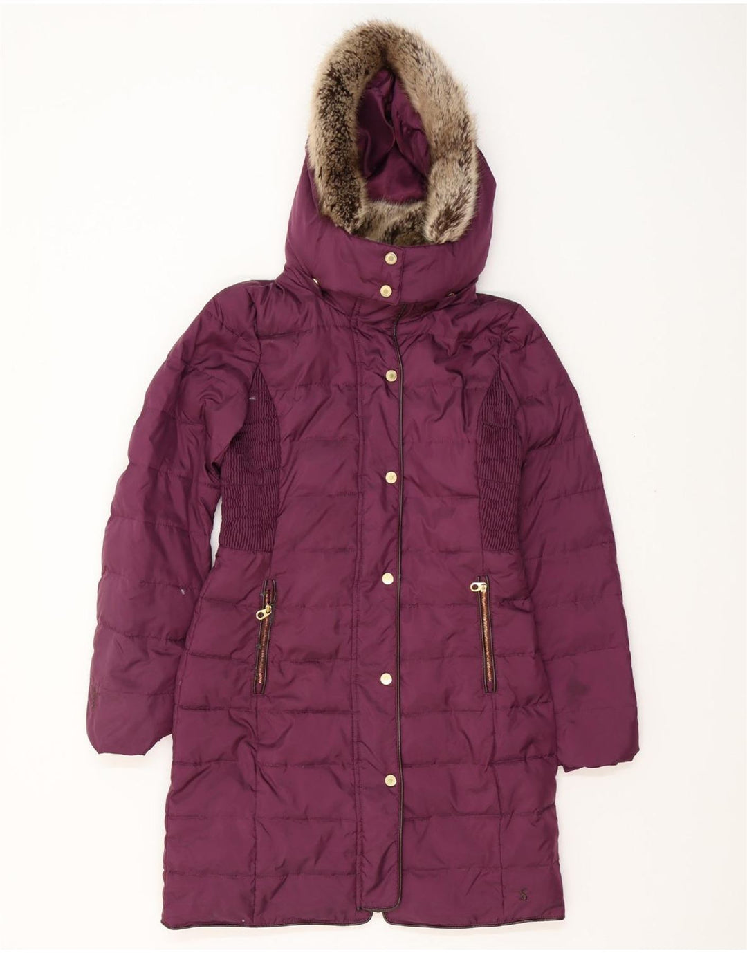 JOULES Damen Übergroßer, wattierter Mantel mit Kapuze, UK 8, Größe S, Lila, Polyester
