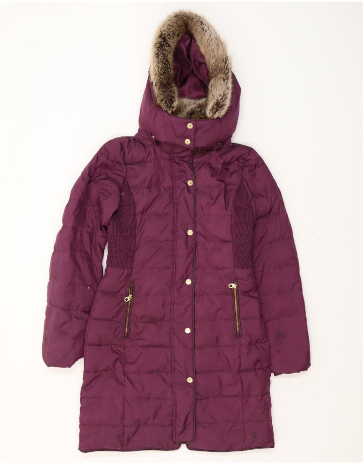 JOULES Damen Übergroßer, wattierter Mantel mit Kapuze, UK 8, Größe S, Lila, Polyester