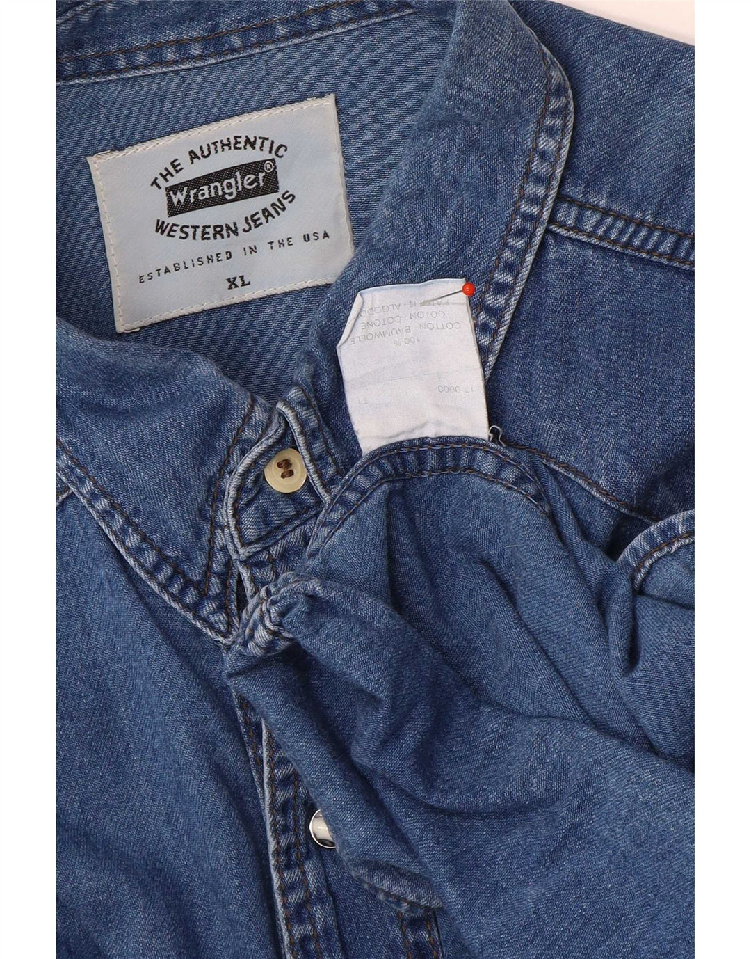 Wrangler Herren Western-Jeanshemd XL, blaue Baumwolle