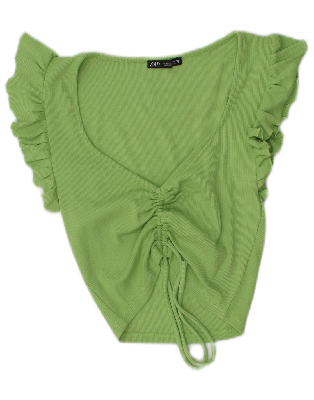 Zara Damen Crop Bluse Top UK 12 Mittelgrün