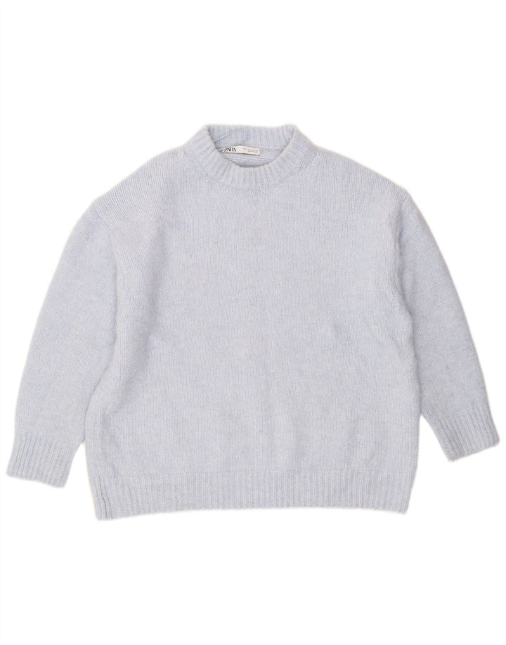 Zara Damen-Pullover, übergroß, Rundhalsausschnitt, Gr. 16, Blau