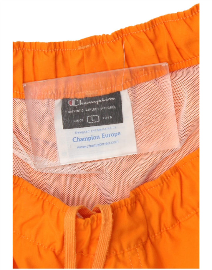 Champion Herren-Badeshorts mit Grafik, groß, orangefarbenes Farbblock-Polyester