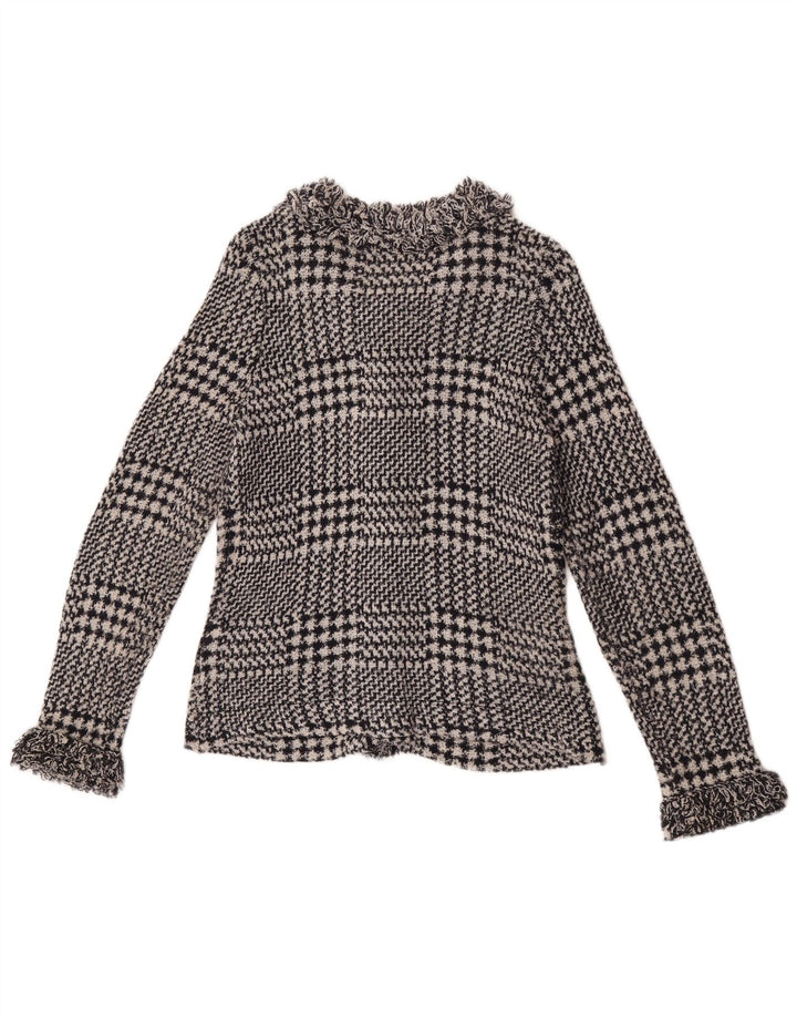 Marks & Spencer Damen-Cardigan-Pullover UK 12 Medium Navy Blue Houndstooth
