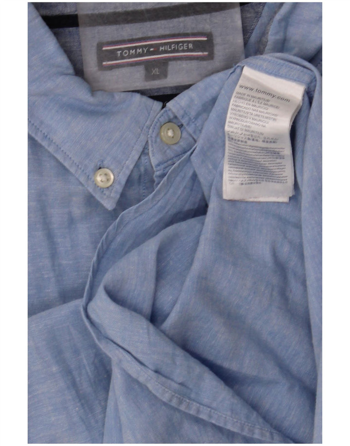 Tommy Hilfiger Herrenhemd XL, blaue Baumwolle
