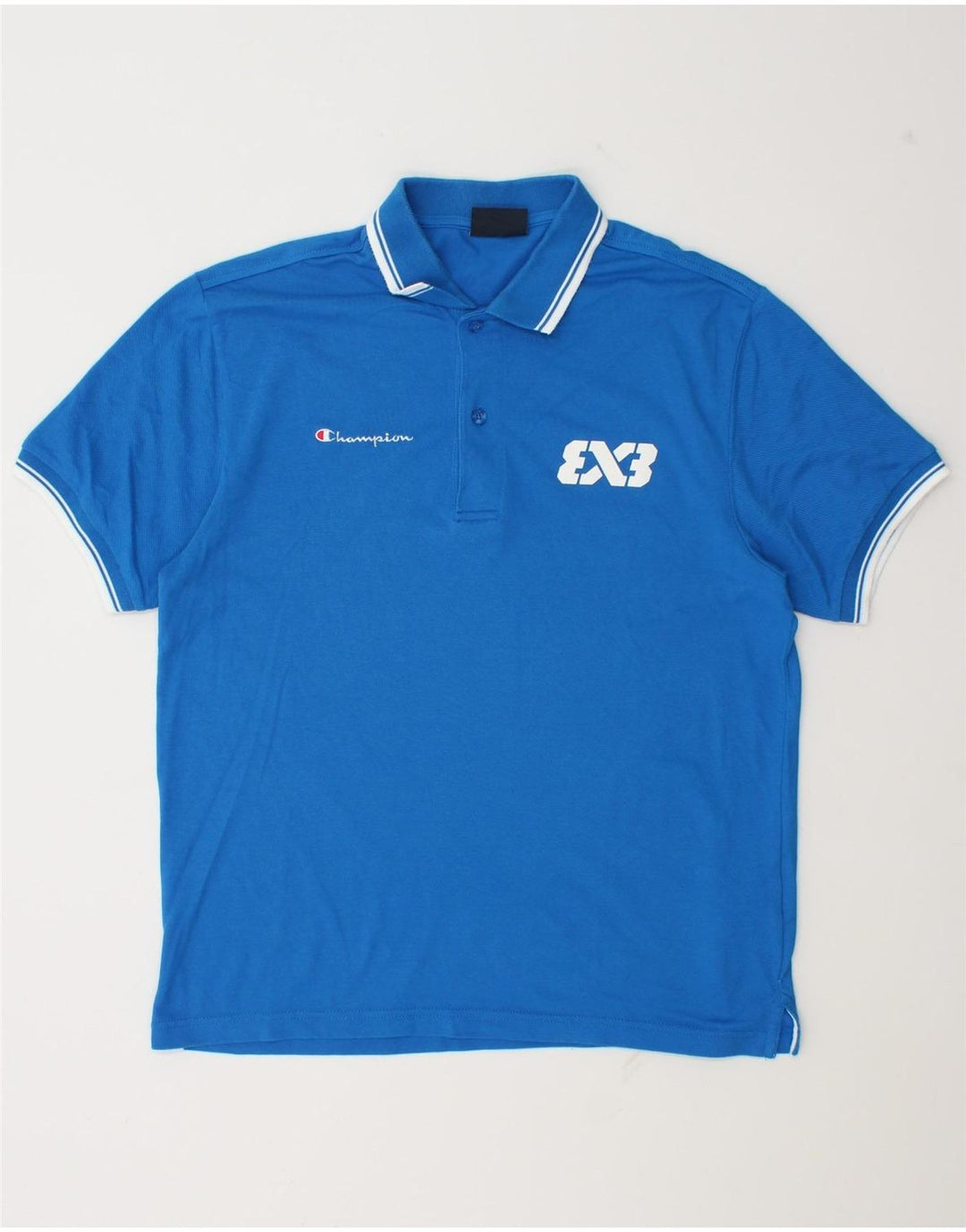 Champion Herren-Poloshirt mit Grafik, mittelblaue Baumwolle