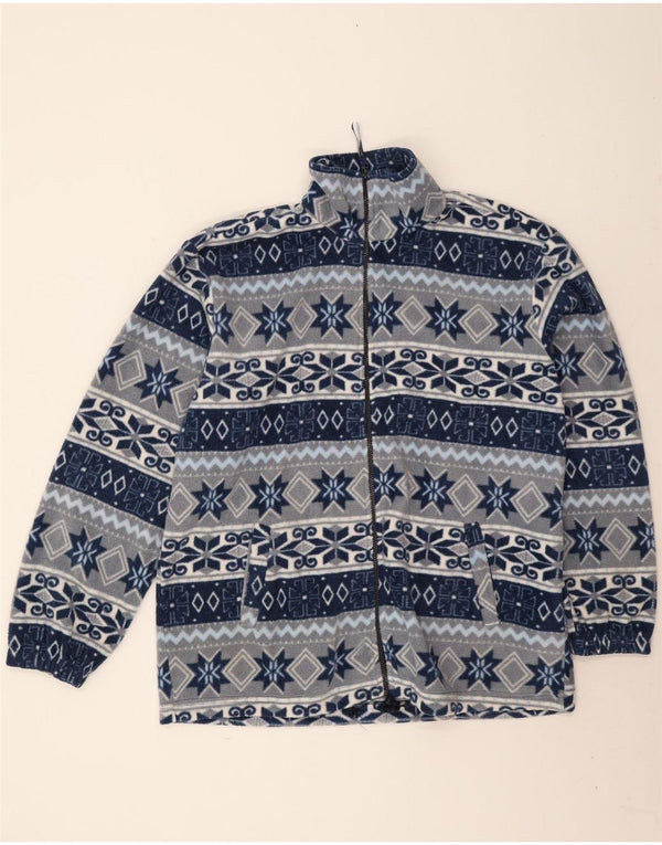 Vintage Herren Fleecejacke UK 44 2XL Marineblau Fair Isle Polyester