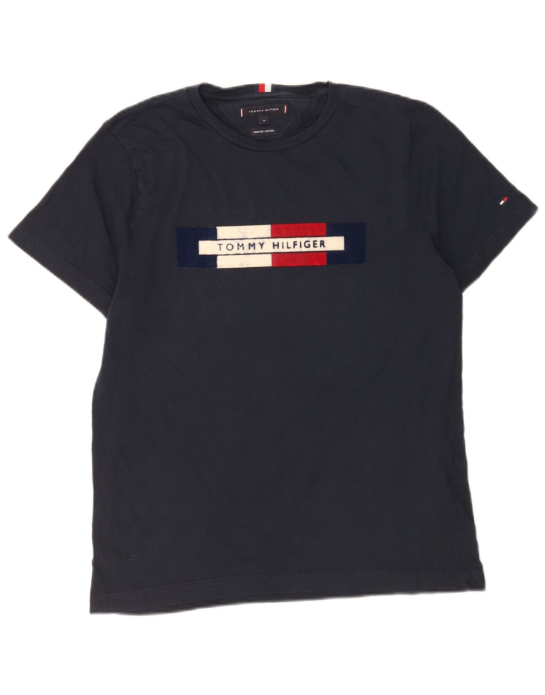 Tommy Hilfiger Herren-T-Shirt mit Grafik, mittelmarineblaue Baumwolle