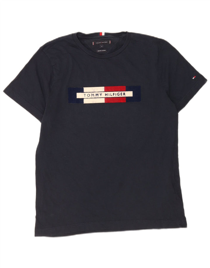 Tommy Hilfiger Herren-T-Shirt mit Grafik, mittelmarineblaue Baumwolle