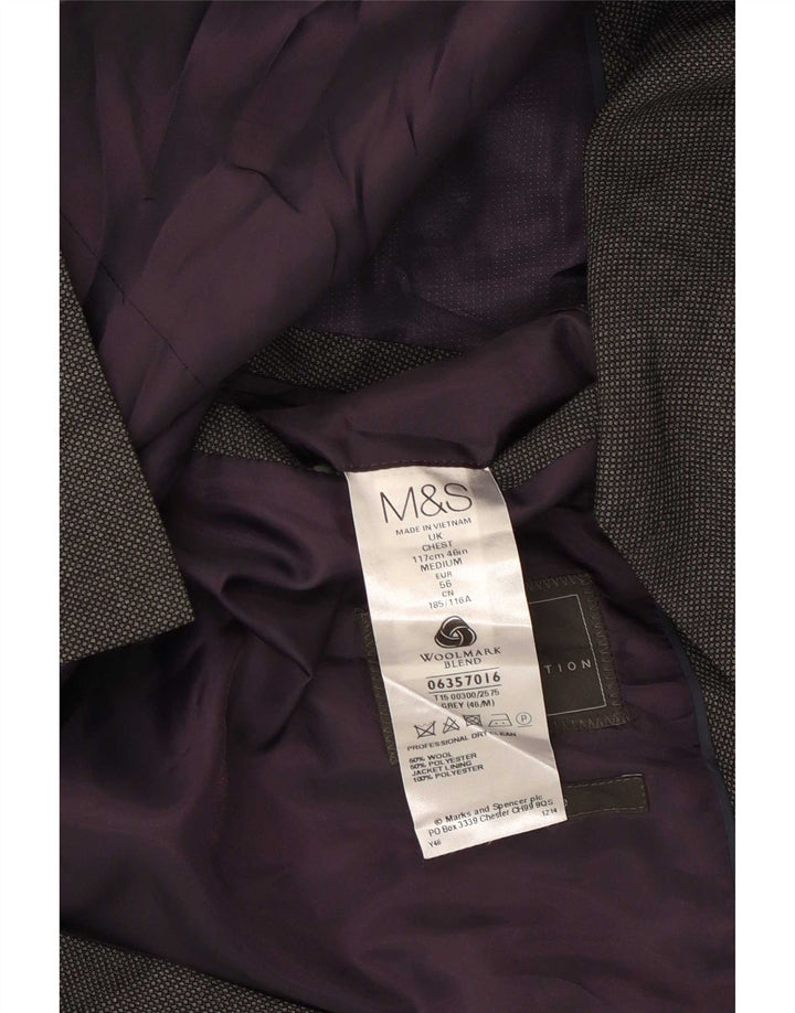 Marks & Spencer Herren-Blazer mit 2 Knöpfen, UK 46, XL, graue Wolle
