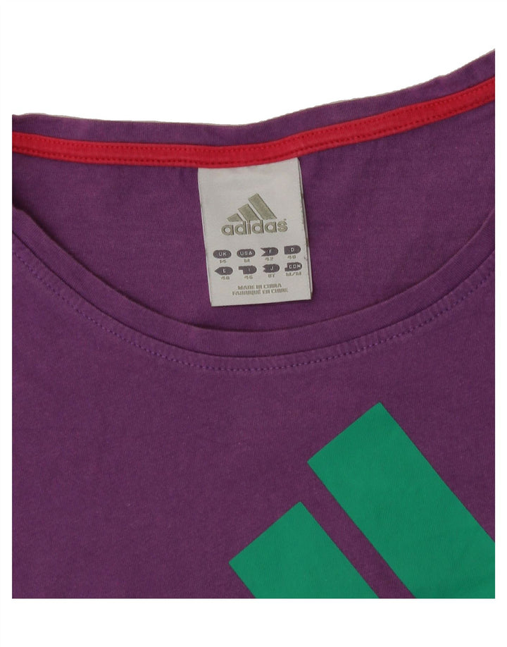 ADIDAS Womens Graphic T-Shirt Top UK 14 Medium Purple Vintage Adidas and Second-Hand Adidas from Messina Hembry 