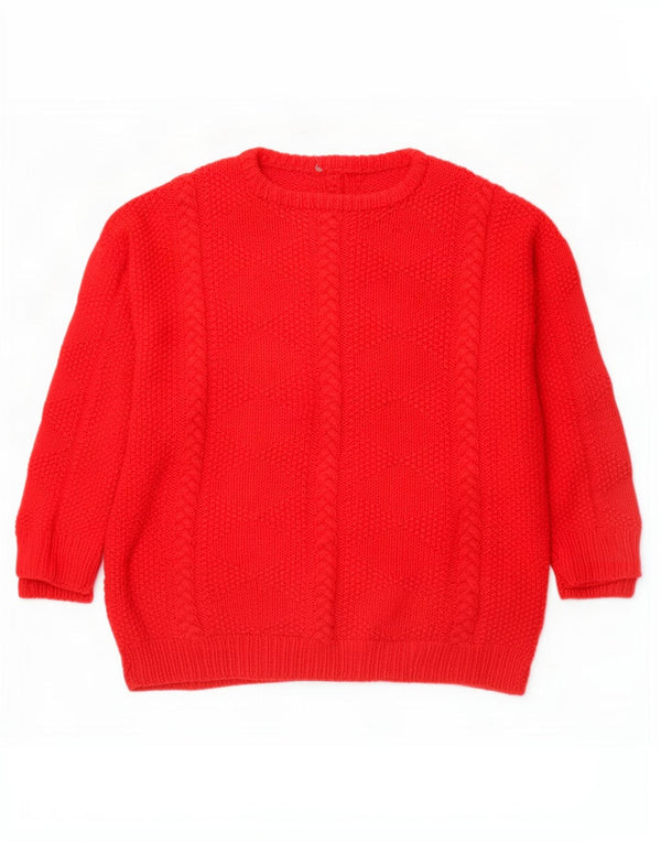 Vintage Damen Rundhalspullover Pullover UK 16 Groß Rot