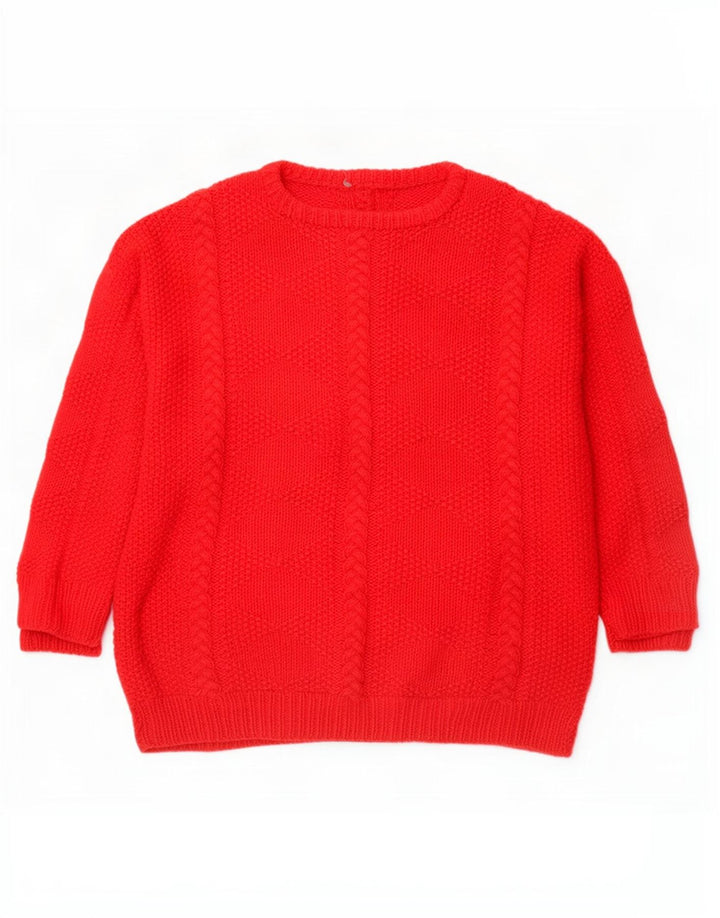 Vintage Damen Rundhalspullover Pullover UK 16 Groß Rot