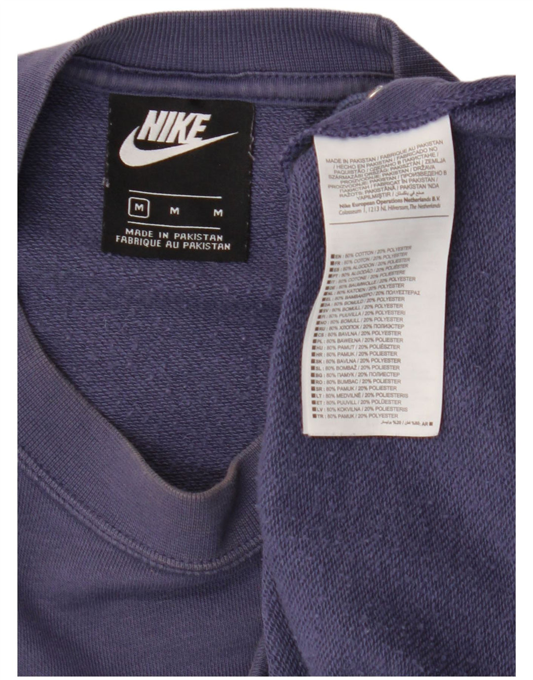 Nike Womens Crop Oversized Sweatshirt Pullover UK 14 Mittellila Baumwolle