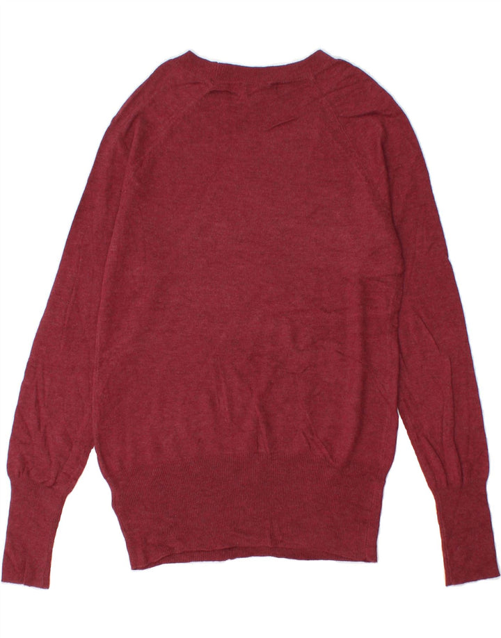 MOSSIMO Womens Boat Neck Jumper Sweater UK 12 Medium Burgundy Nylon Vintage Mossimo and Second-Hand Mossimo from Messina Hembry 