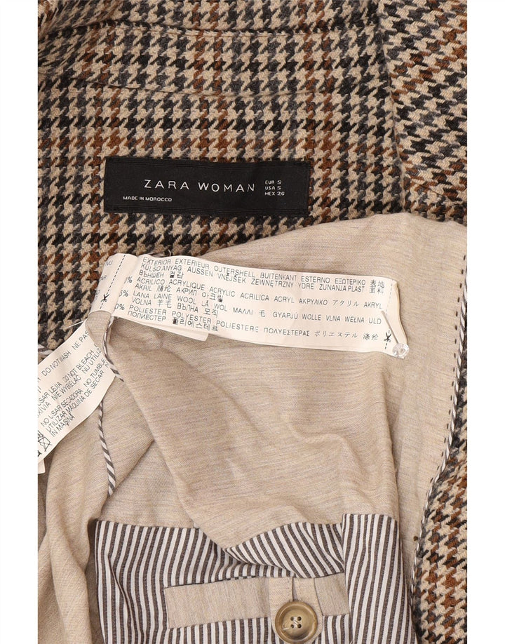 Zweireihiger Blazer für Damen von Zara, Gr. 10, Größe S, Grau, Hahnentrittmuster