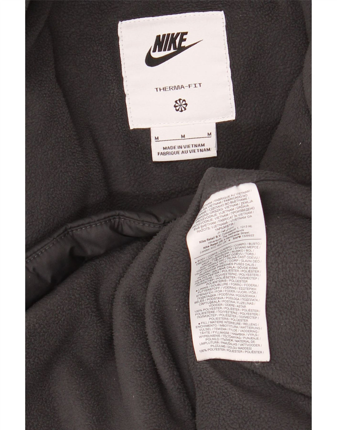 Nike Herren Therma-Fit Hooded Wattierte Jacke UK 38 Medium Schwarz Polyester