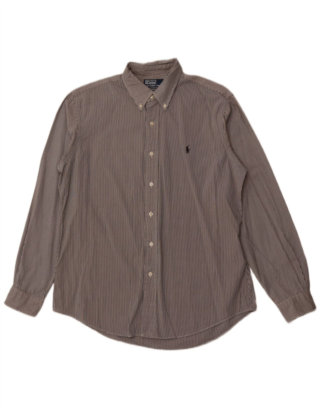 POLO RALPH LAUREN Herren-Hemd mit individueller Passform, groß, schwarz gestreift, Baumwolle