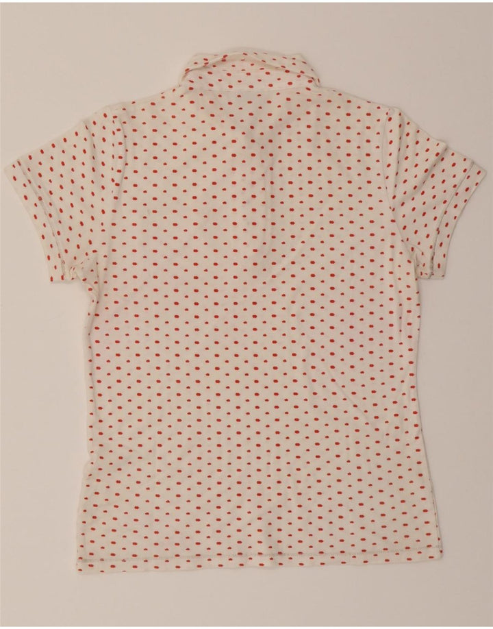 ELLESSE Womens Polo Shirt UK 12 Medium White Floral Vintage Ellesse and Second-Hand Ellesse from Messina Hembry 