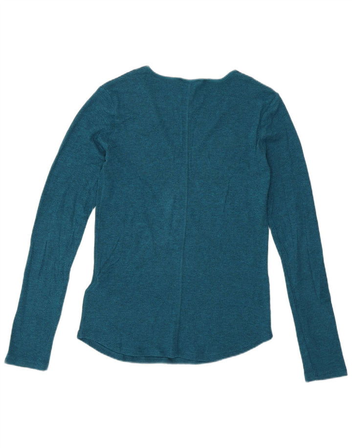 Massimo Dutti Damen Top Langarm UK 12 Mittelblau Modal