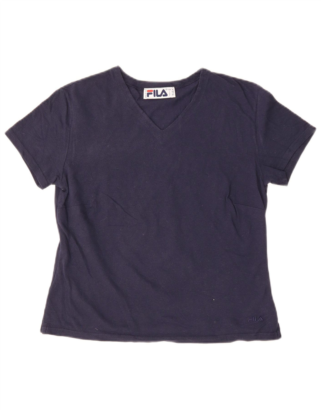 FILA Damen T-Shirt Top IT 44 Medium Marineblau Baumwolle