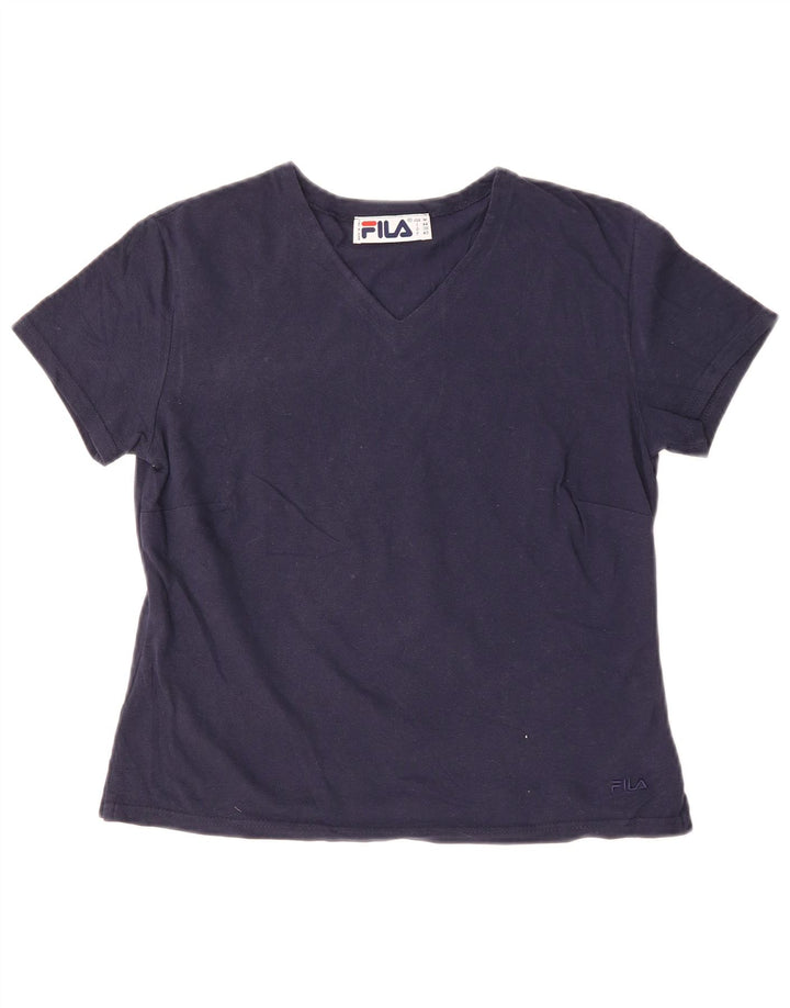 FILA Damen T-Shirt Top IT 44 Medium Marineblau Baumwolle