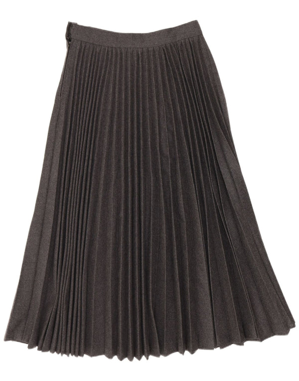 Vintage Damen Maxi High Waist Messerfaltenrock W24 XS Grau