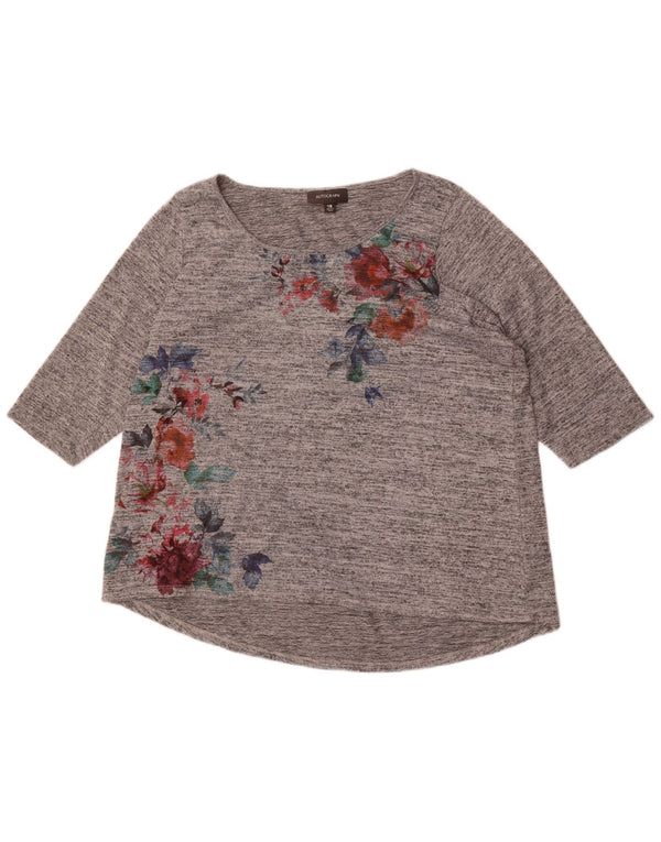 Marks & Spencer Damen Autograph Top 3/4 Ärmel UK 18 XL Grau geblümt