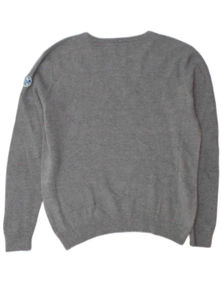 North Sails Herren-Pullover mit Rundhalsausschnitt, XL, graue Baumwolle