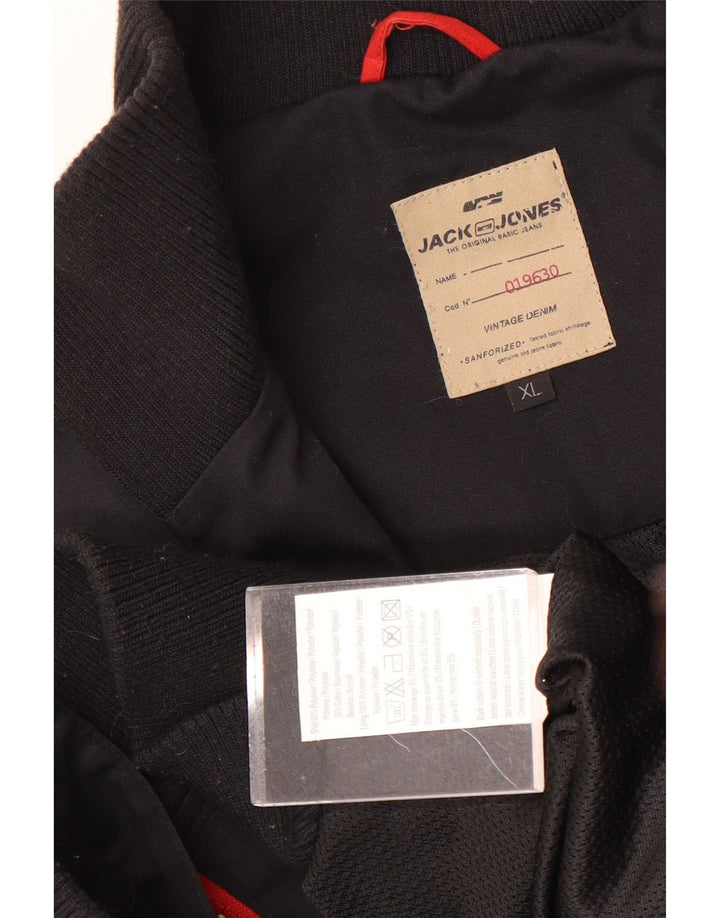 Jack & Jones Herren-Bomberjacke mit Grafik, UK 42, XL, Schwarz, Polyester