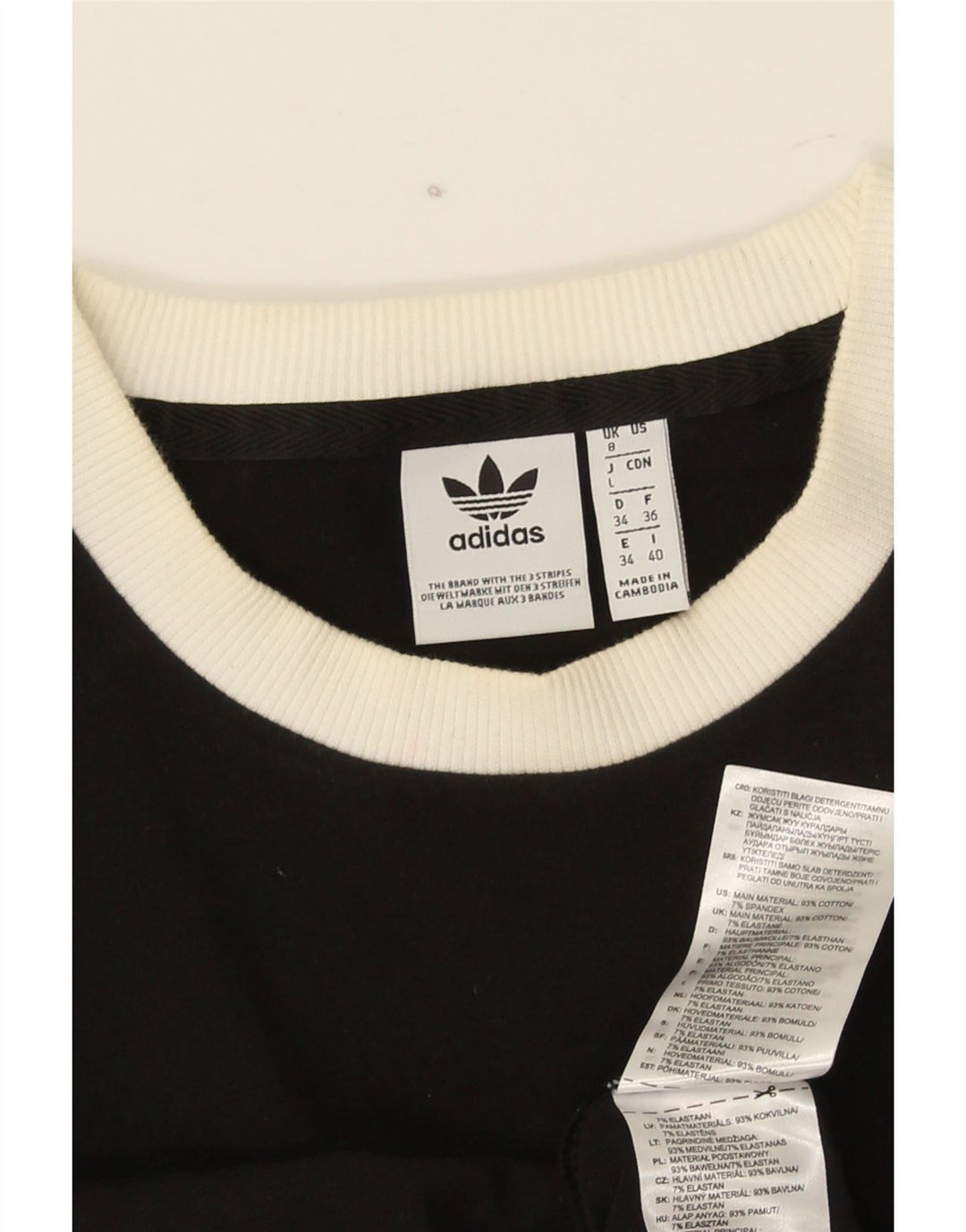 Adidas Damen Top Langarm UK 8 Small Schwarz Baumwolle